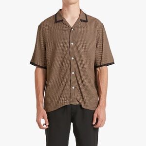 Rag & Bone Brown/Black Geo Print Avery Button Up Short Sleeve Shirt Men's size L
